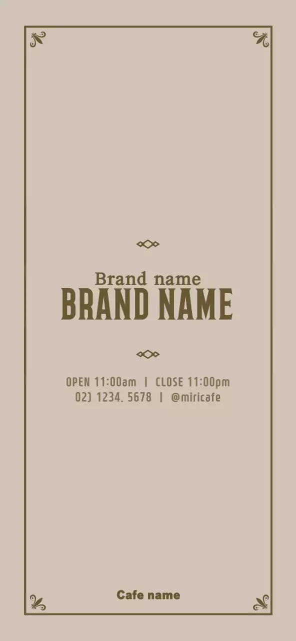 Classy frame in light brown and brown to promote a plain concept cafe menu.