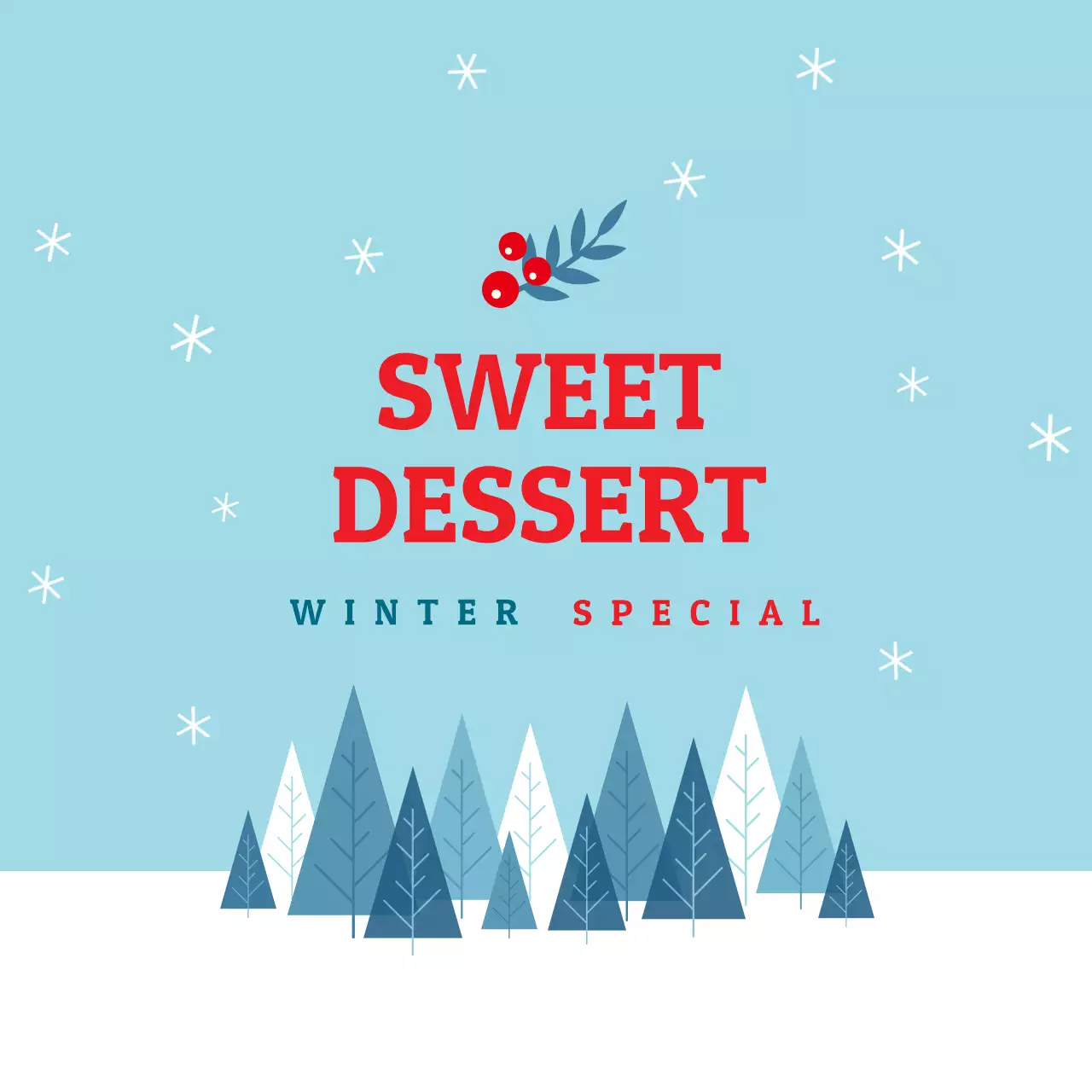 Blue Illustrated Christmas Dessert Packaging Label