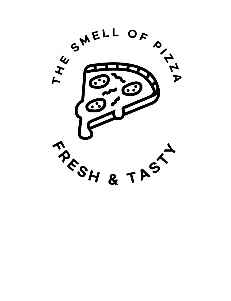 Symbolic logo pizza with a clean vintage badge in black
