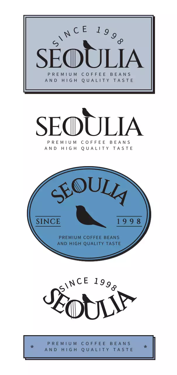 A blue, emotional, logo-like style to promote a cafe