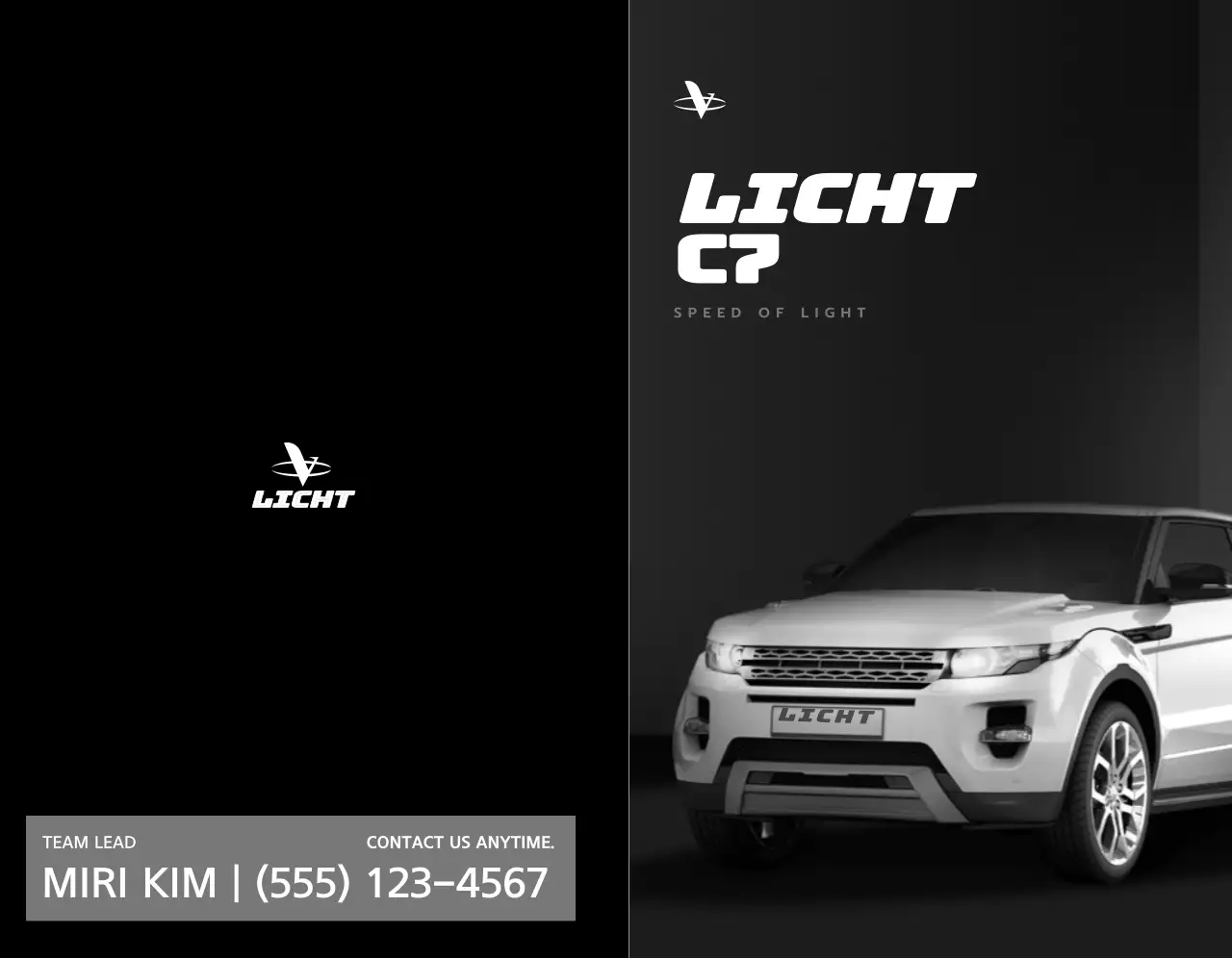 Untuk promosi mobil dealer mobil dengan foto mobil dalam desain yang sederhana dan ramping berwarna hitam.