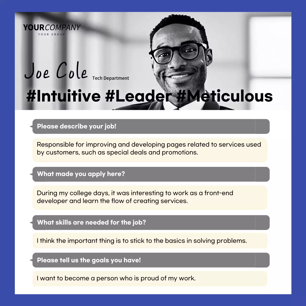 Blue Professional Employee Orientation Event Instagram Carousel