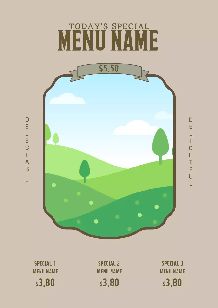 Beige Simple Restaurant Menu Poster