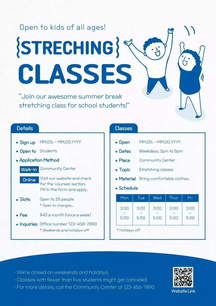 Blue Simple Fitness Announcement