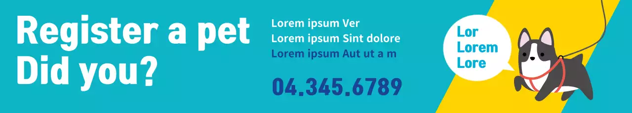 Faixa de registro de animais de estimação Teal Modern