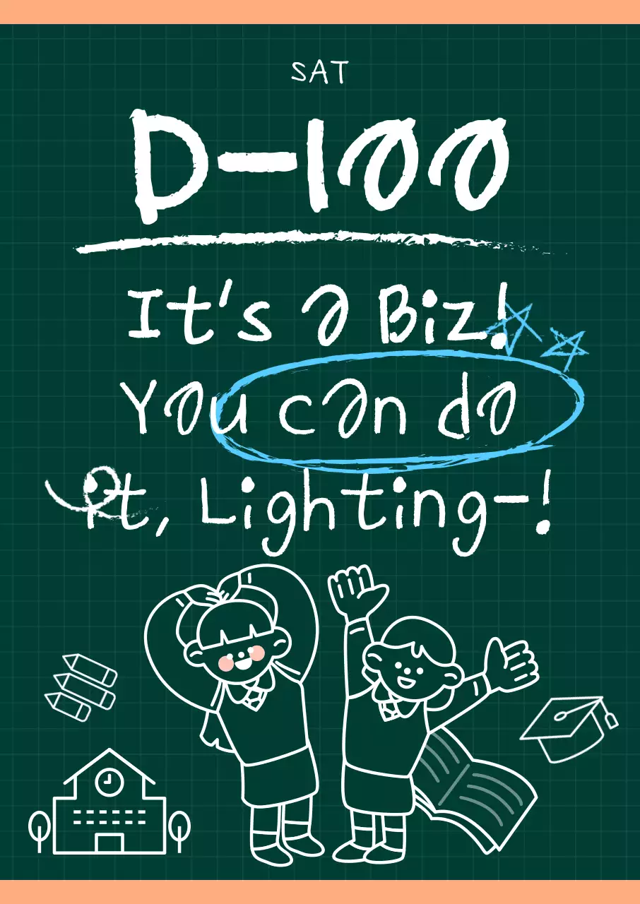 Poster cổ vũ 100 ngày cho kỳ thi tuyển sinh đại học với ý tưởng bảng đen