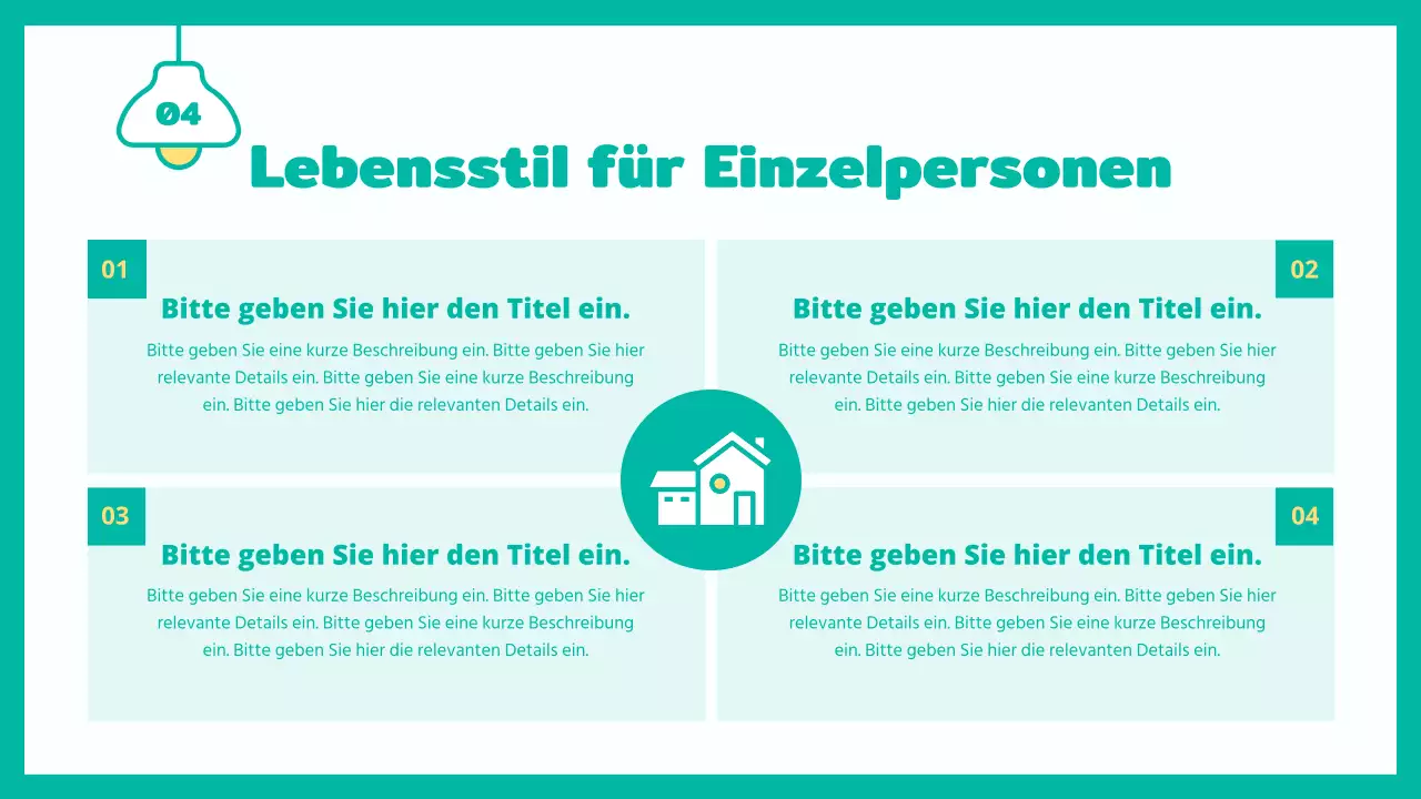 Zustand und Zukunft des niedlichen, mintfarbenen Einzelhauses