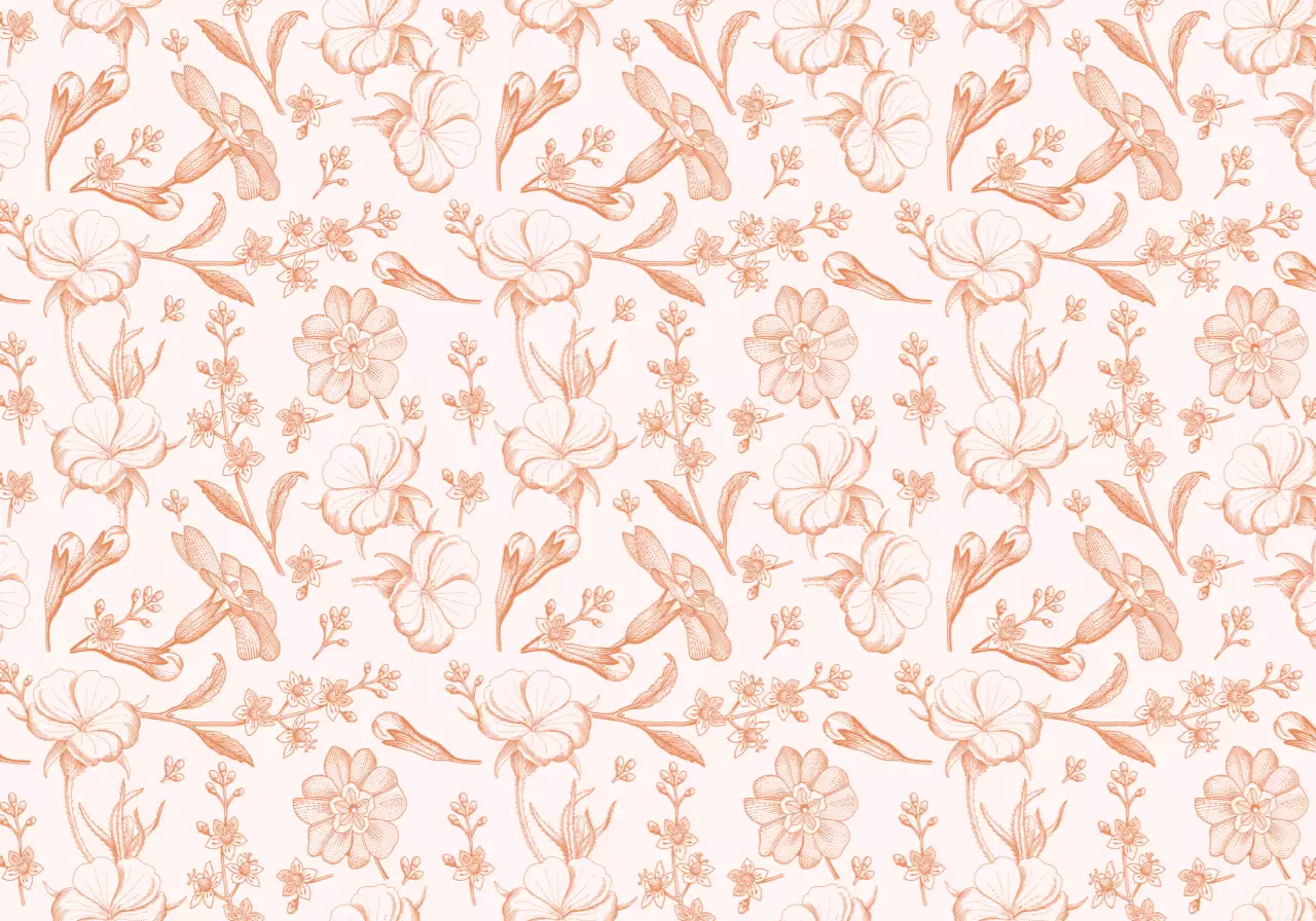 Gaya pola ilustrasi bunga dan daun yang penuh warna, berwarna cerah, dan sentimental untuk barang dagangan pribadi