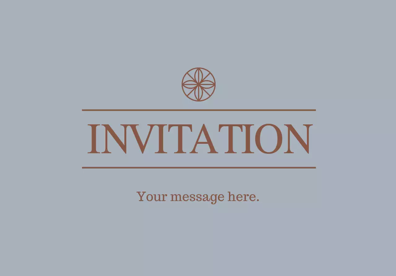 Amplop kartu pos undangan sederhana dengan teks dan ilustrasi garis logo bunga