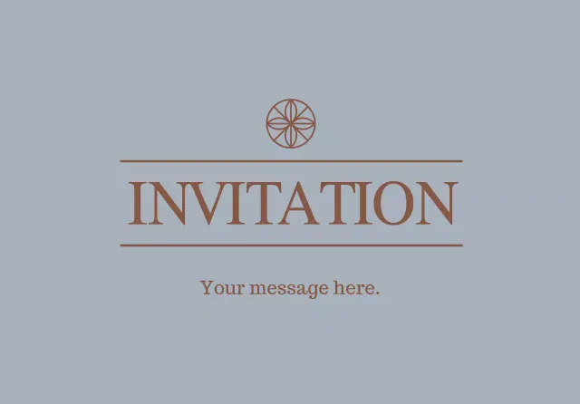 Amplop kartu pos undangan sederhana dengan teks dan ilustrasi garis logo bunga