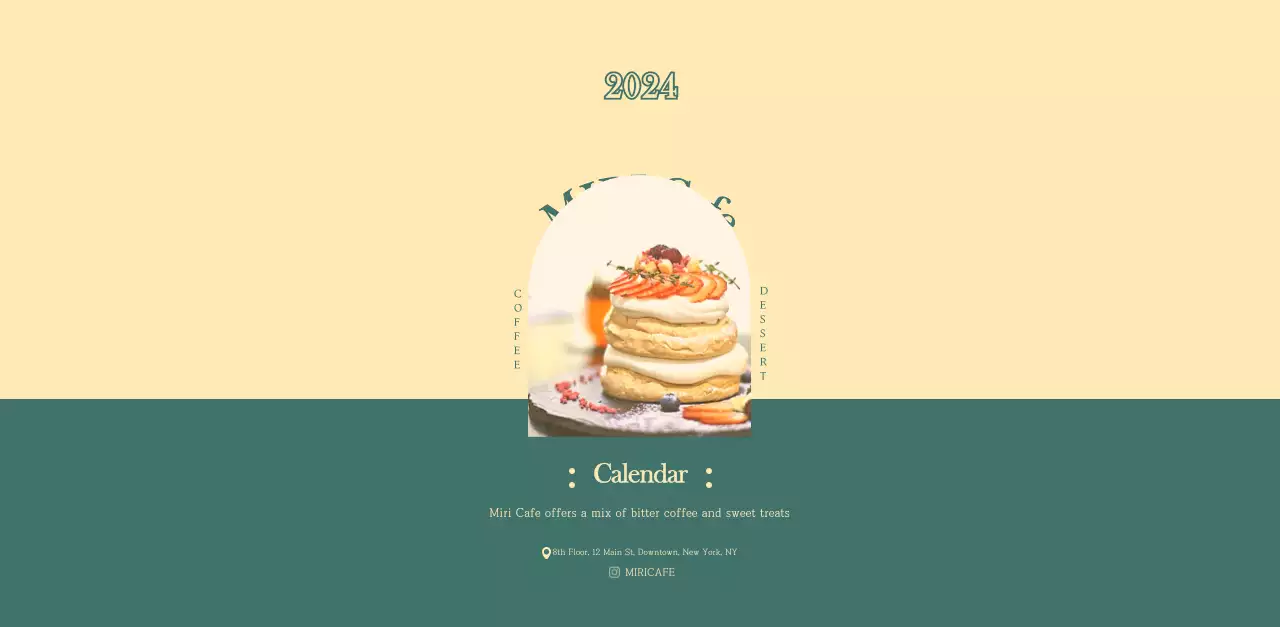 Cafe calendar with drink of the month recommendations