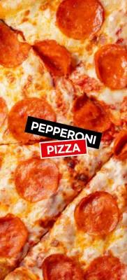 Red and black labeled pepperoni pizza