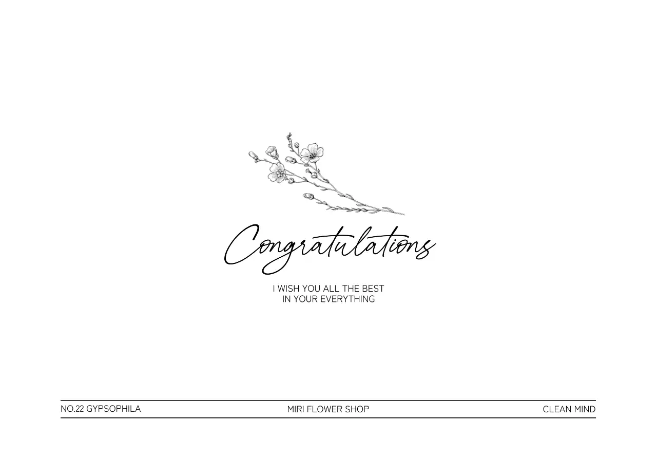 Congratulatory florist gift with black floral line illustration
