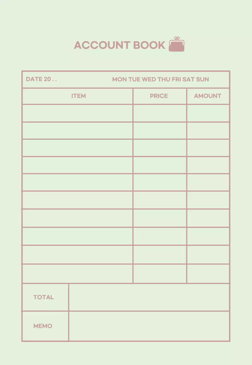 Biểu tượng bạc hà sổ tài khoản hộ gia đình đơn giản