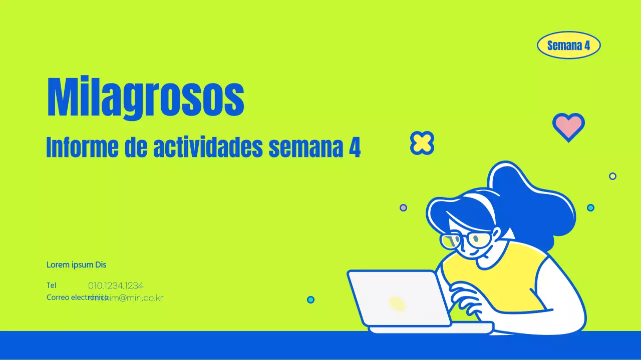 Un precioso informe de actividades de los aficionados en verde lima y azul