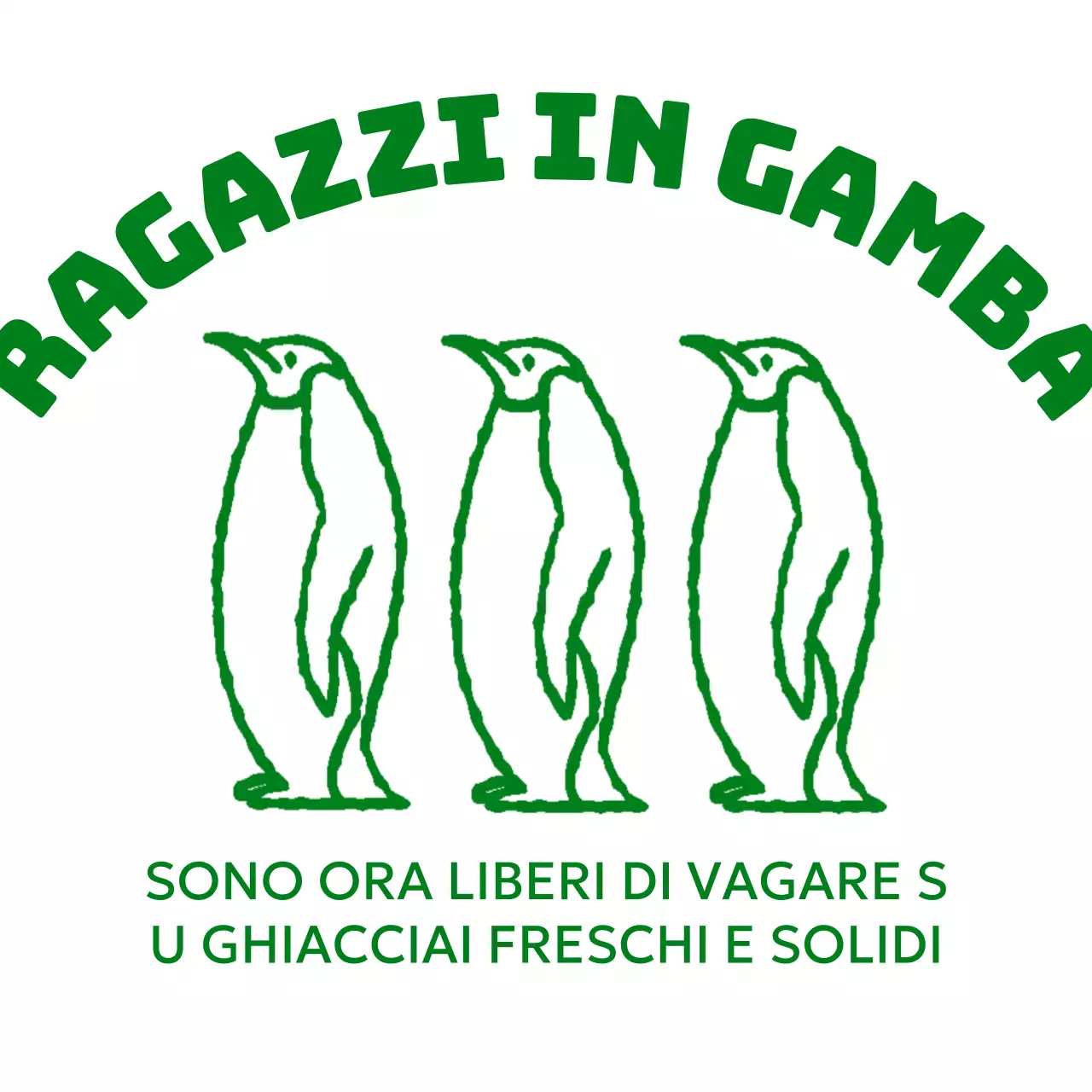Una campagna ambientale con l'illustrazione di un pinguino verde