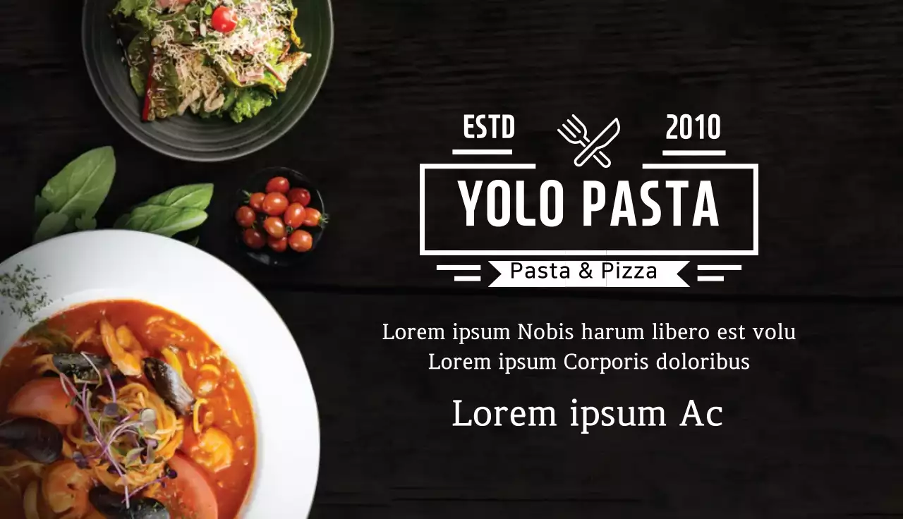 Cartão de visita promocional de restaurante moderno preto