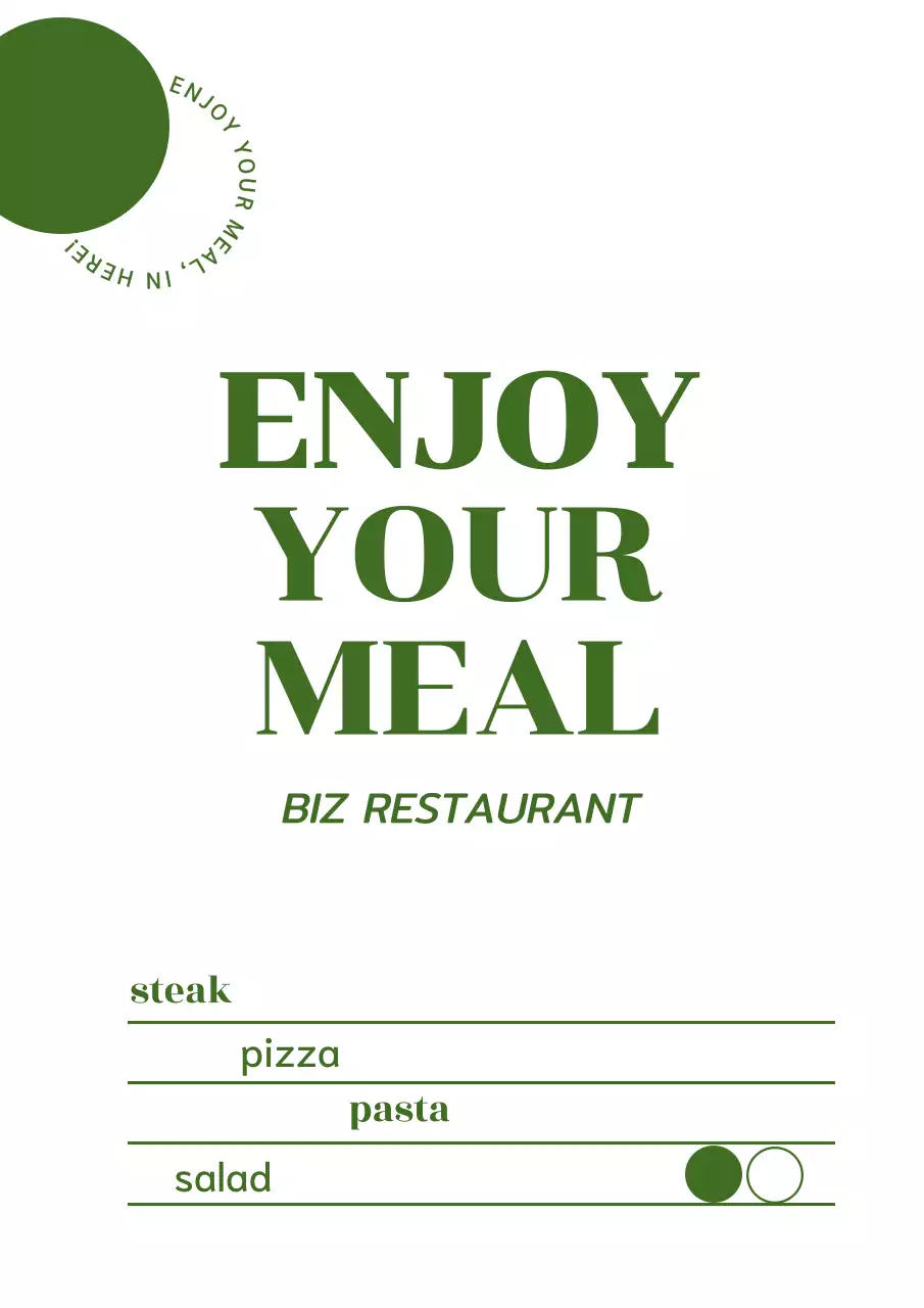 Stiker vertikal interior dengan menu yang tercantum di atas garis