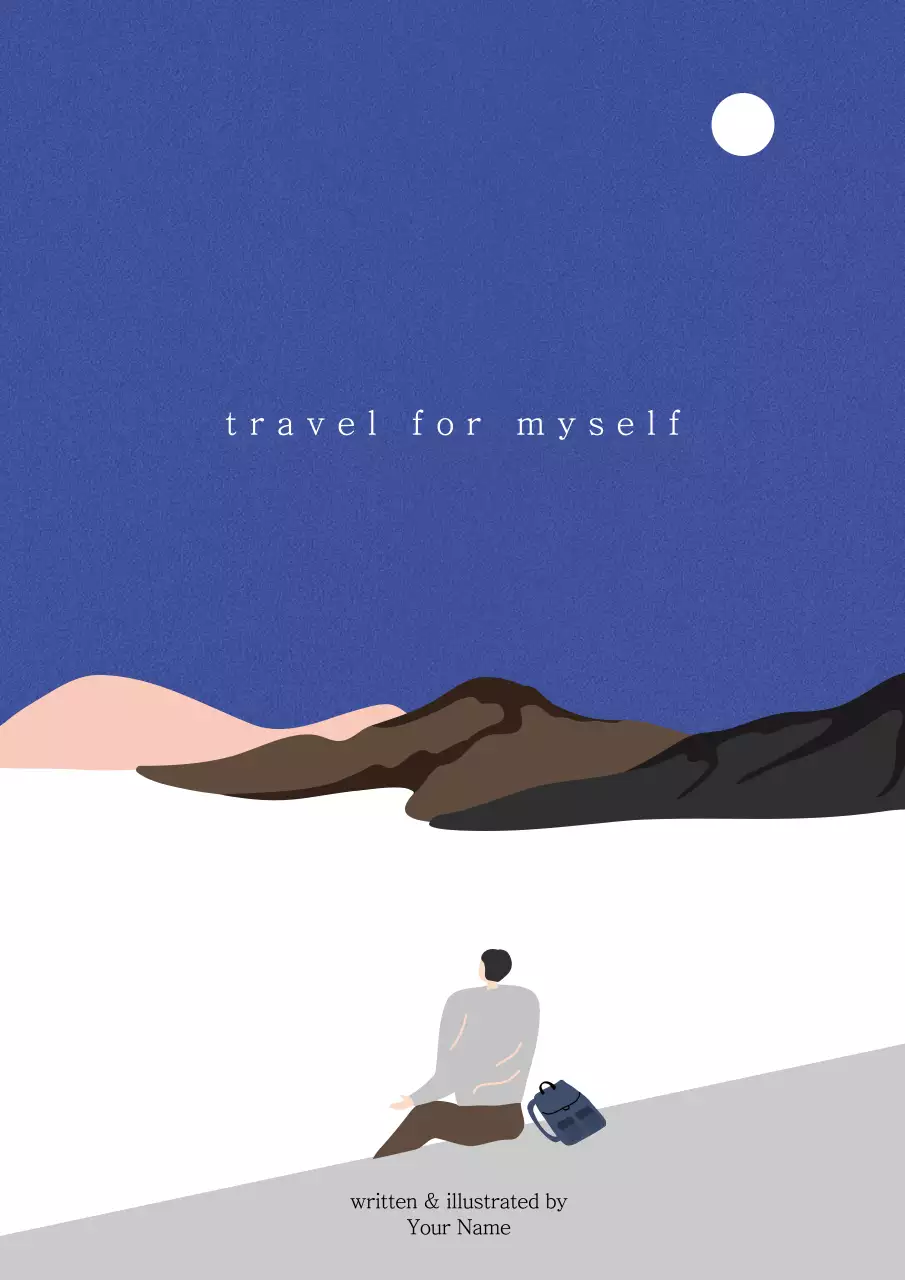 Blue Minimalist Travel Storybook Book Cover