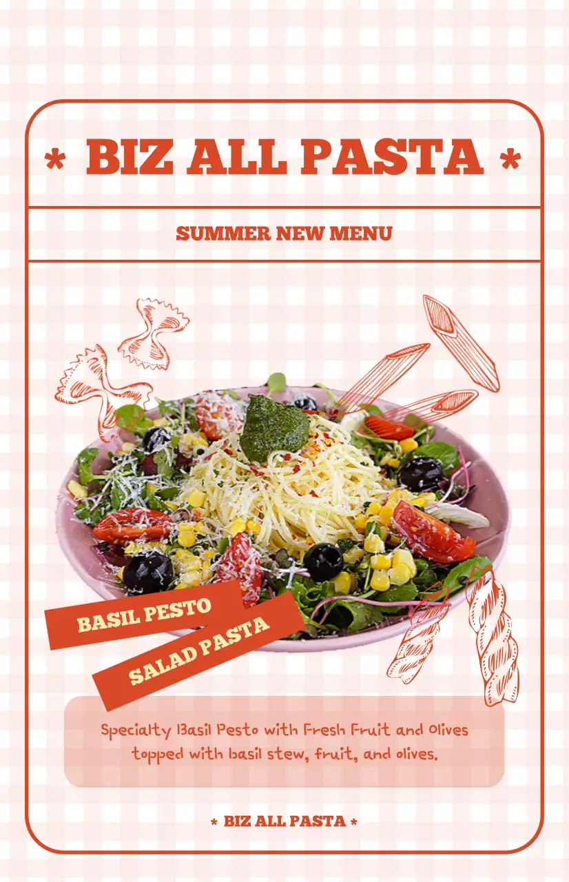 Form menu promotion flag with cute red checkered background