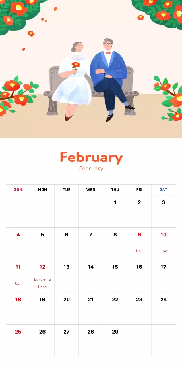 Lịch năm mới với hình ảnh minh họa ấm áp