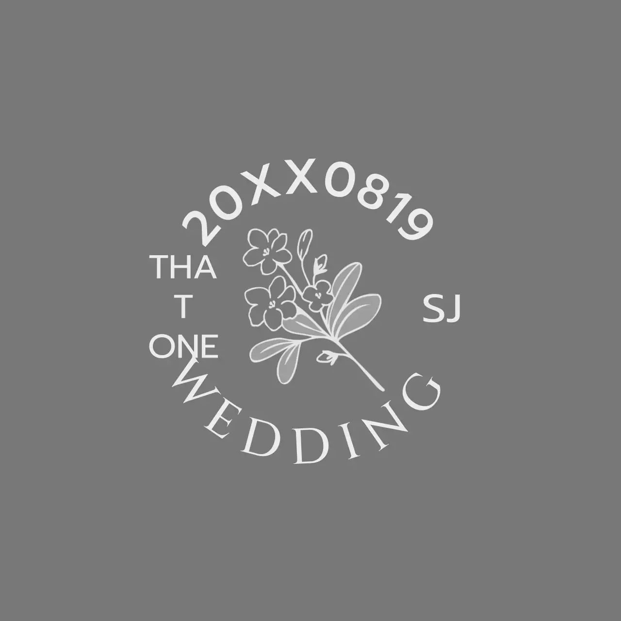 Para um convite de casamento com uma ilustração de uma flor e um pássaro em cinzento escuro