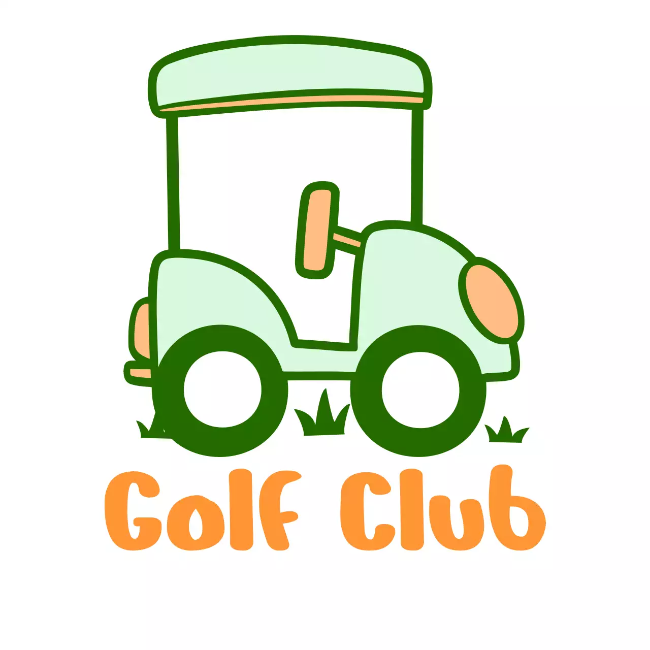 Dedicated to golf clubs with a cute bear illustration concept in green and orange.