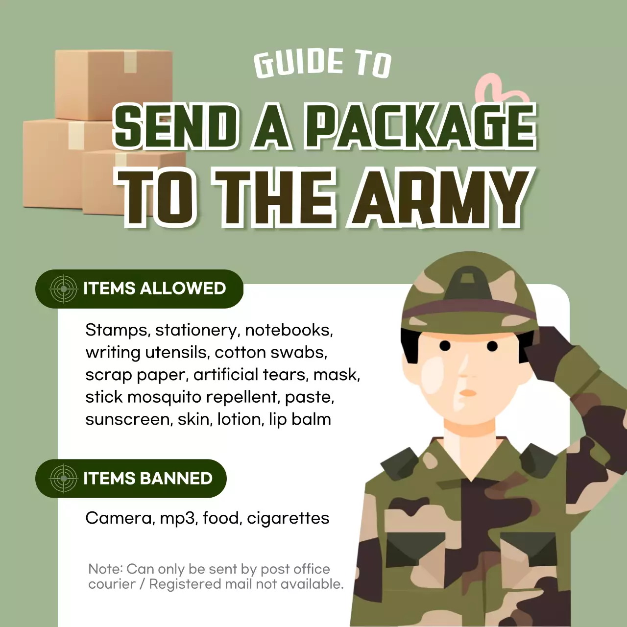 Beige Simple Army Guide Social Media Post