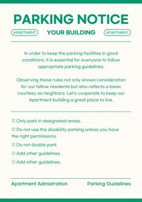 Green Simple Parking Notice Announcement