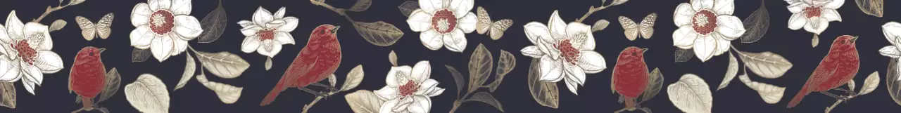 Pola bergaya vintage dengan ilustrasi biru tua dan emas