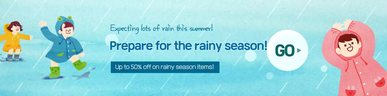 Blue Playful Rainy Promotion Banner