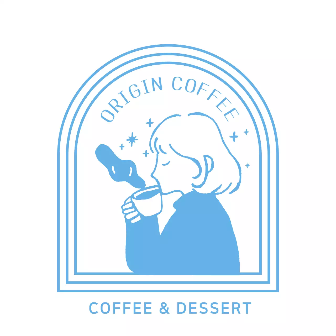 Illustrated cafe logo ice cup