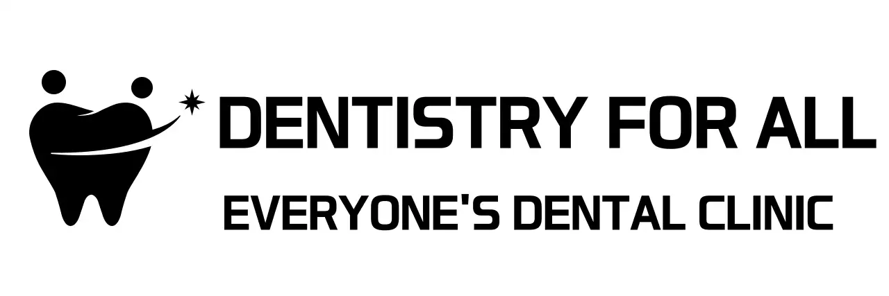 Dental promotion with a black, tooth-like symbol logo
