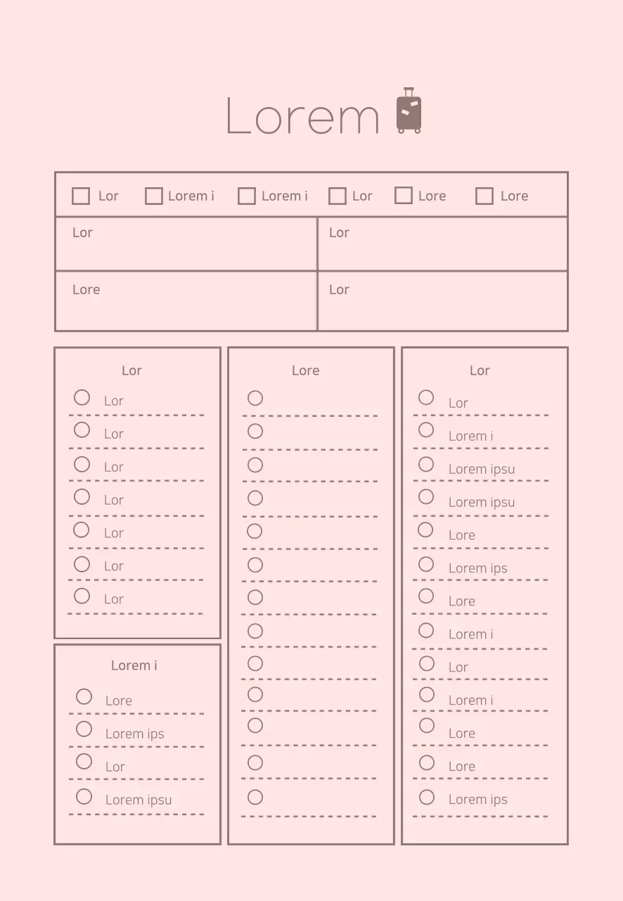 dòng màu hồng danh sách kiểm tra đơn giản du lịch