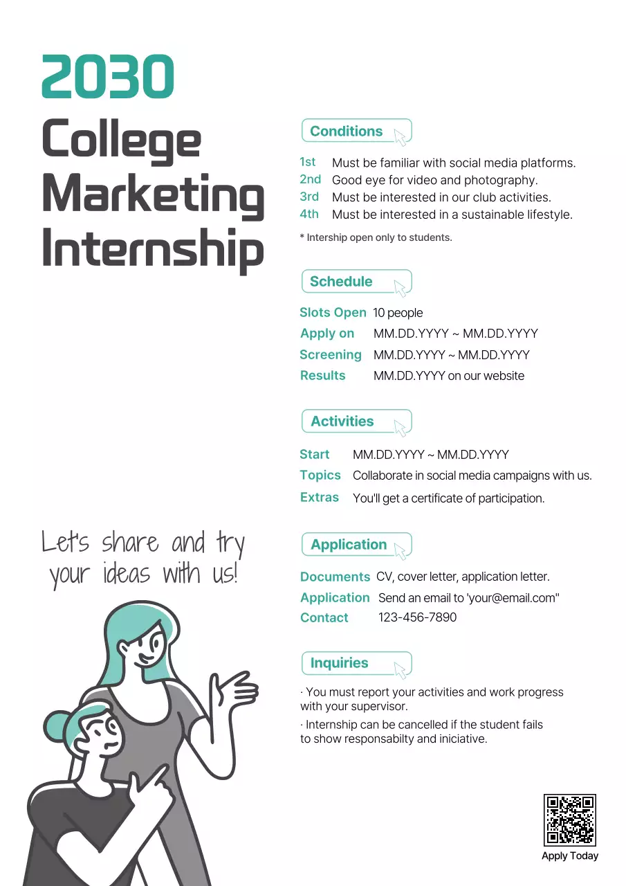 Teal Modern Internship Announcement