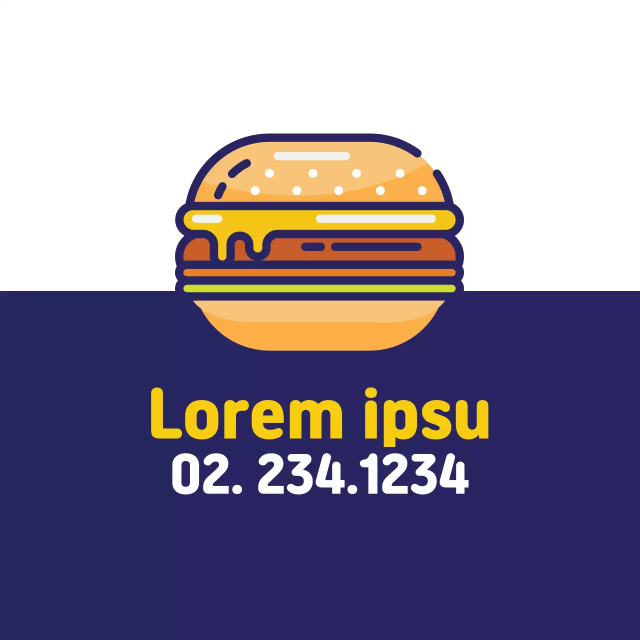 Màu xanh hải quân minh họa dễ thương nhà hàng khuyến mãi bánh burger thủ công