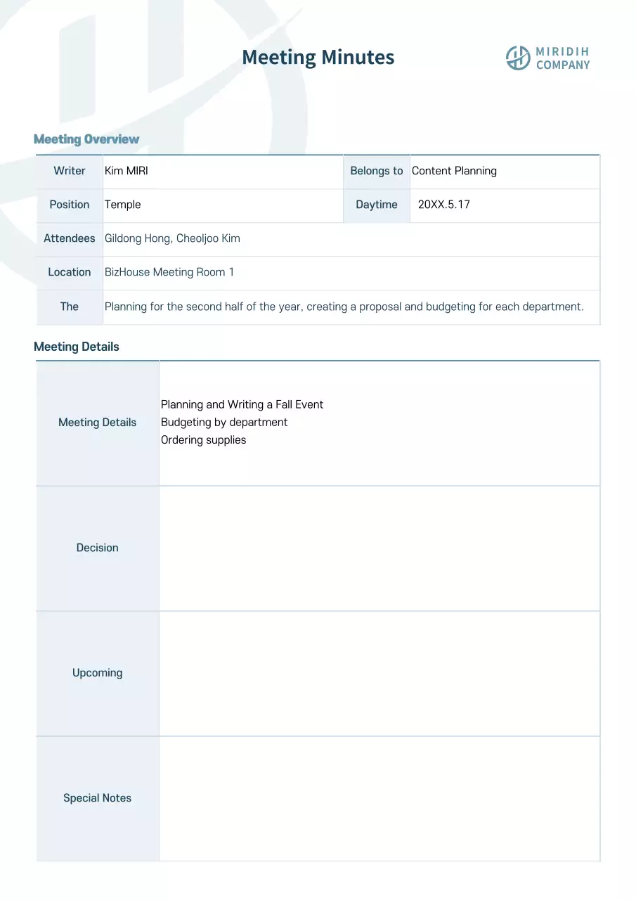 Báo cáo cuộc họp chuyên môn màu xanh