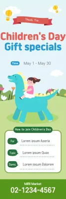 Banner de promoção de evento infantil lúdico azul