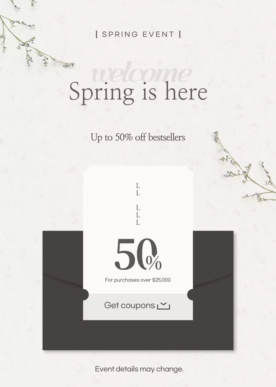 Poster Promosi Musim Semi Minimal Putih