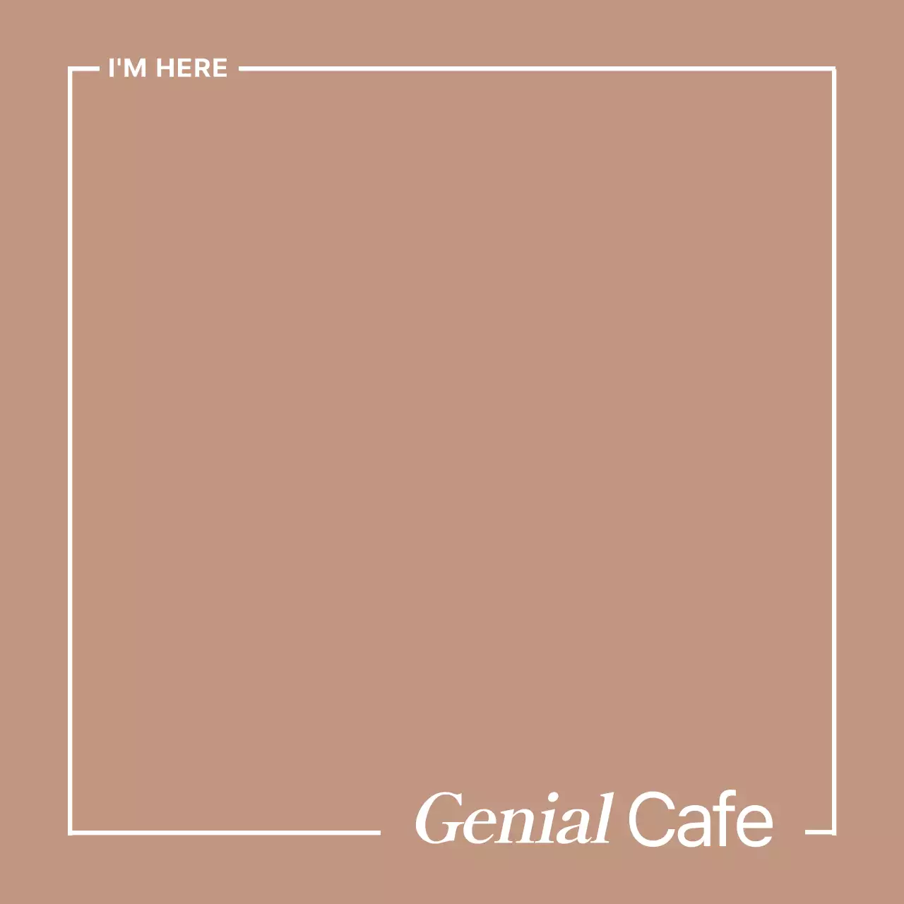 For cafe promotions and souvenir photos with a simple white, square layout.