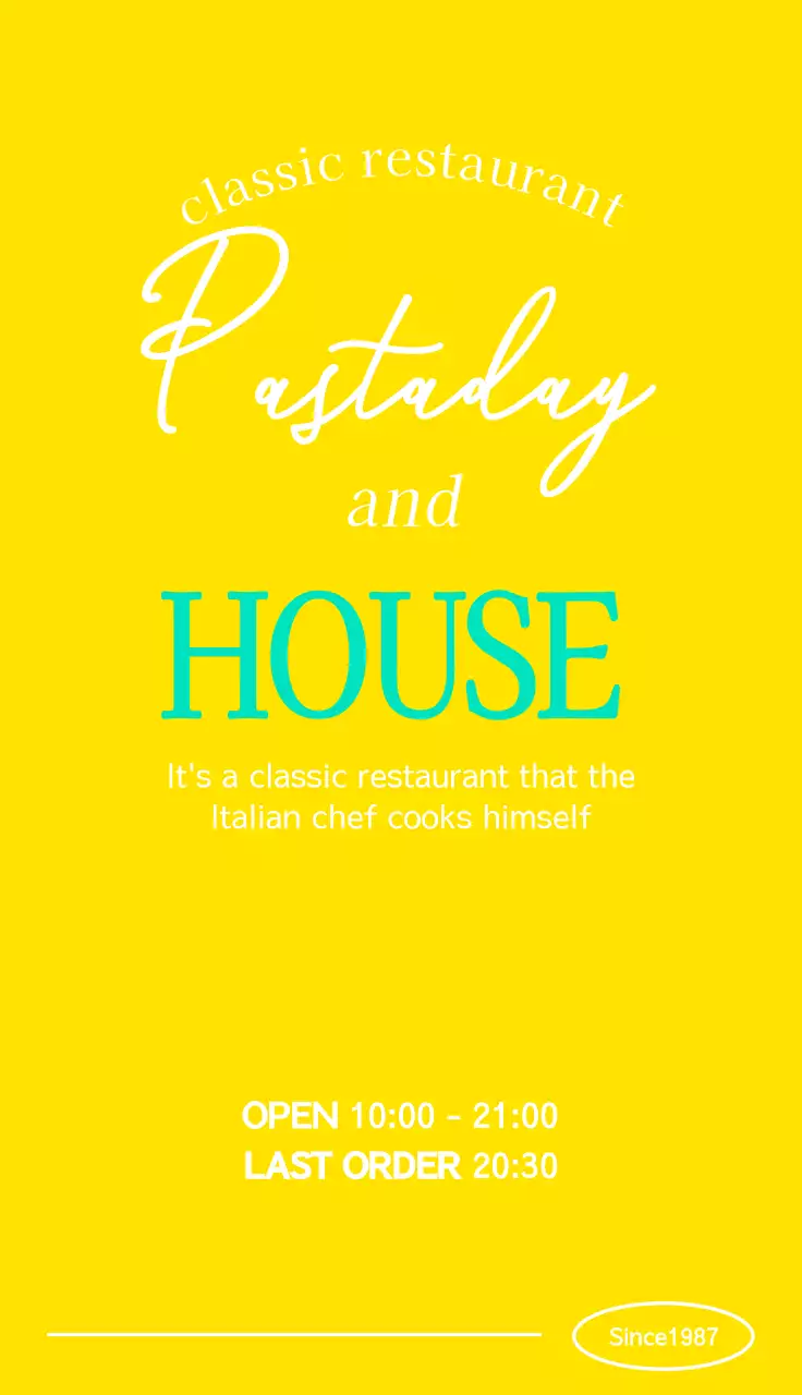 Upscale pasta restaurant with line lettering phrases