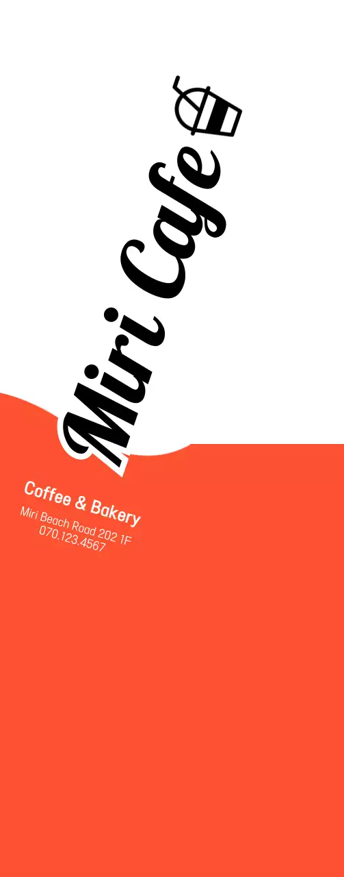 Promote a cafe and bakery with a simple concept in orange and black.