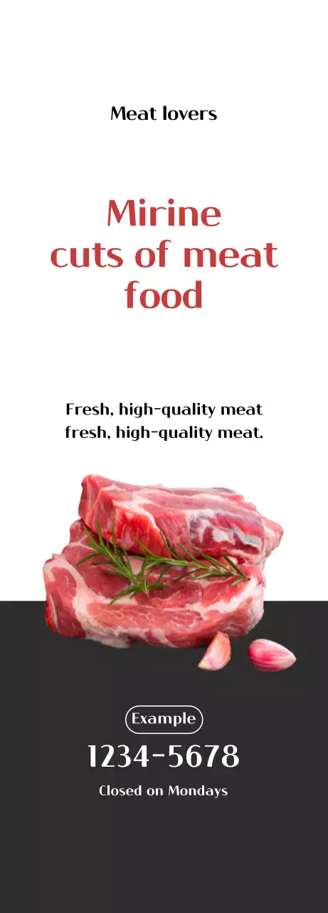 Promote a butcher shop with a clean white and gray look