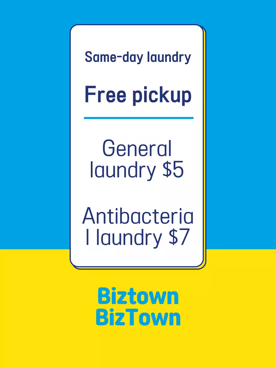 Cool laundromat banner in yellow and light blue