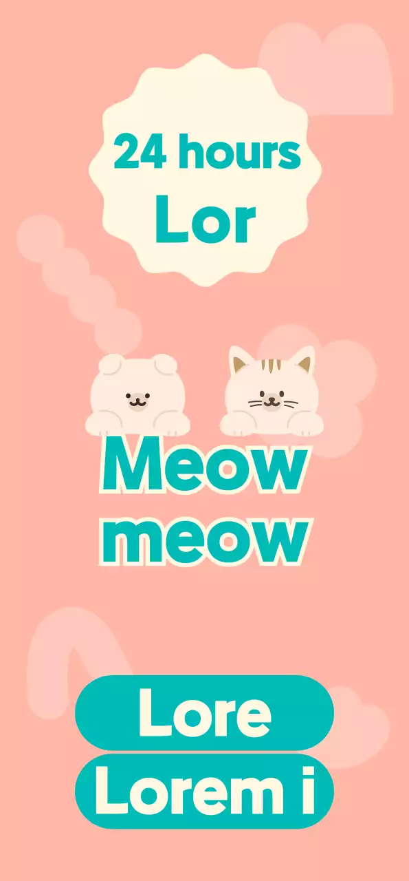 An unmanned pet supply store with cute dog and cat character illustrations in pink and turquoise.