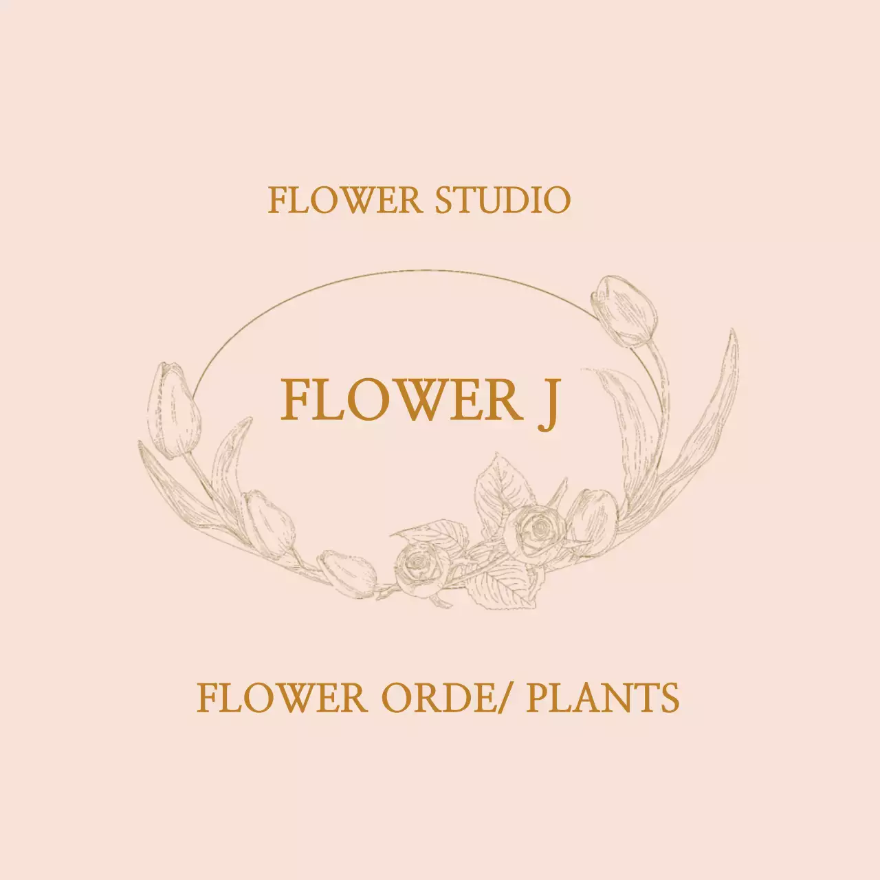 Nhãn cửa hàng hoa cổ điển minh họa màu be