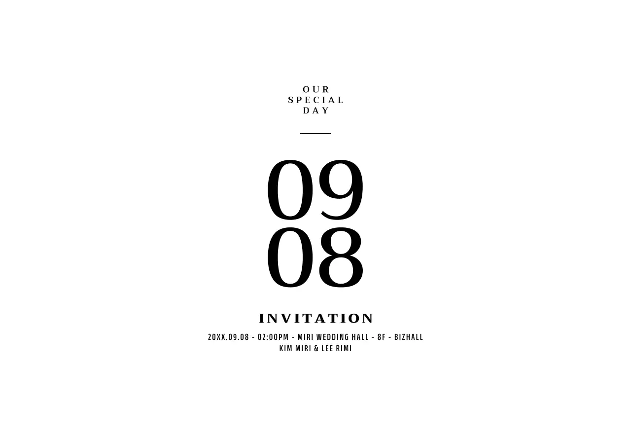 For a simple concept wedding invitation with the date highlighted in black