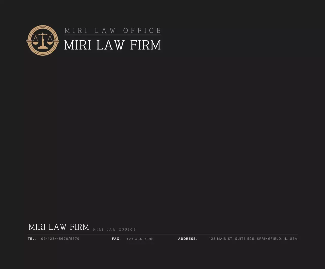 Konsep sederhana dalam warna hitam dan putih untuk sebuah firma hukum.