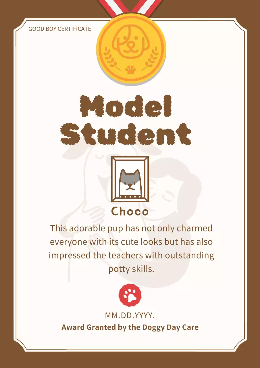 Brown Cute Dog Certificate