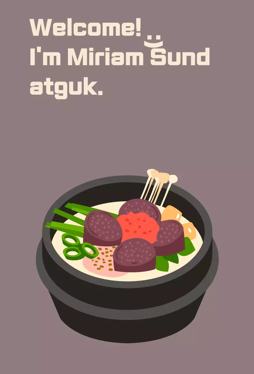 Sundaegukbap restaurant with a red bean background and sundaeguk drawn on it.